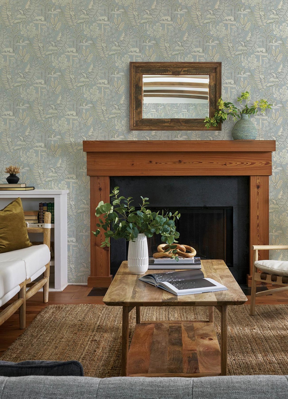 York Holt Light Blue Woodland Wallpaper