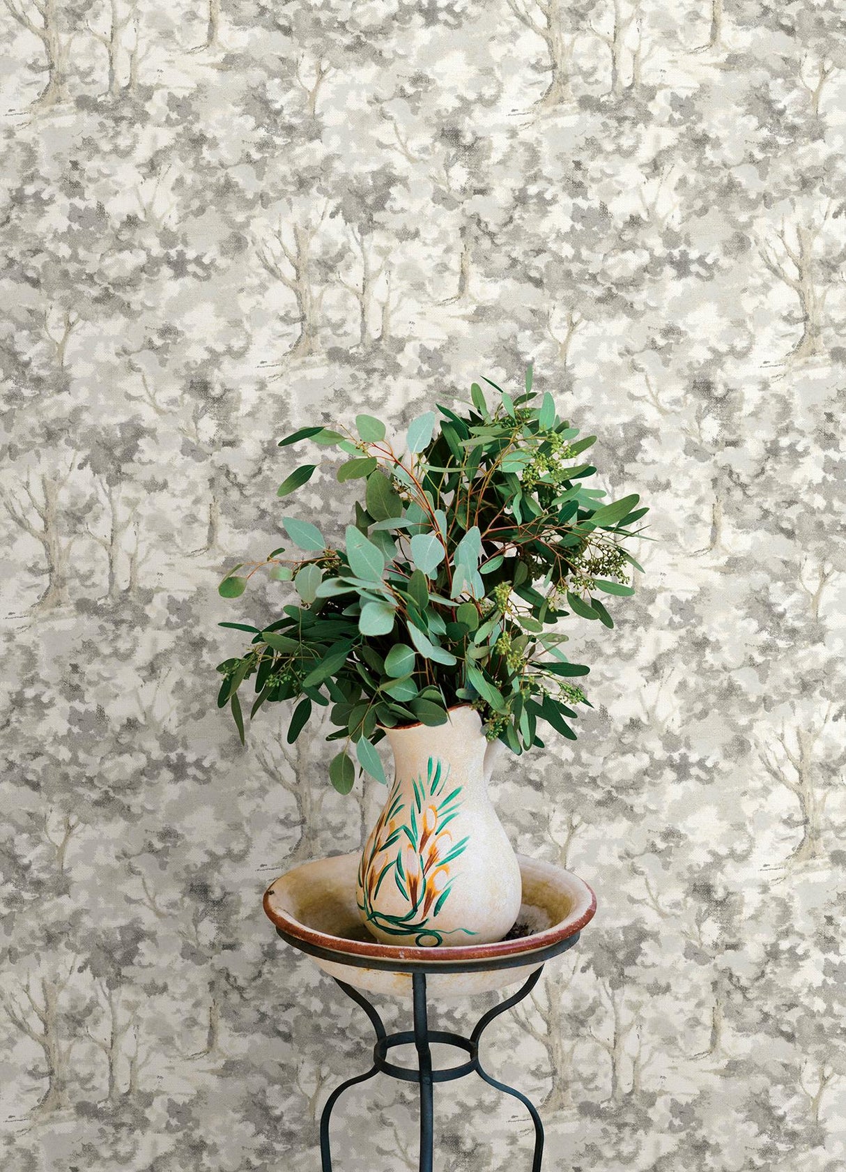 York Thicket Charcoal Forest Wallpaper