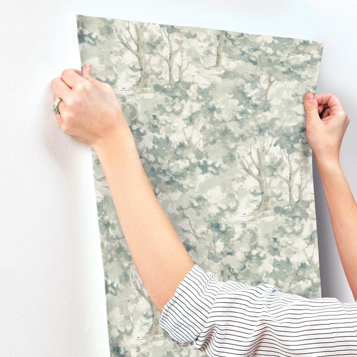 York Thicket Teal Forest Wallpaper