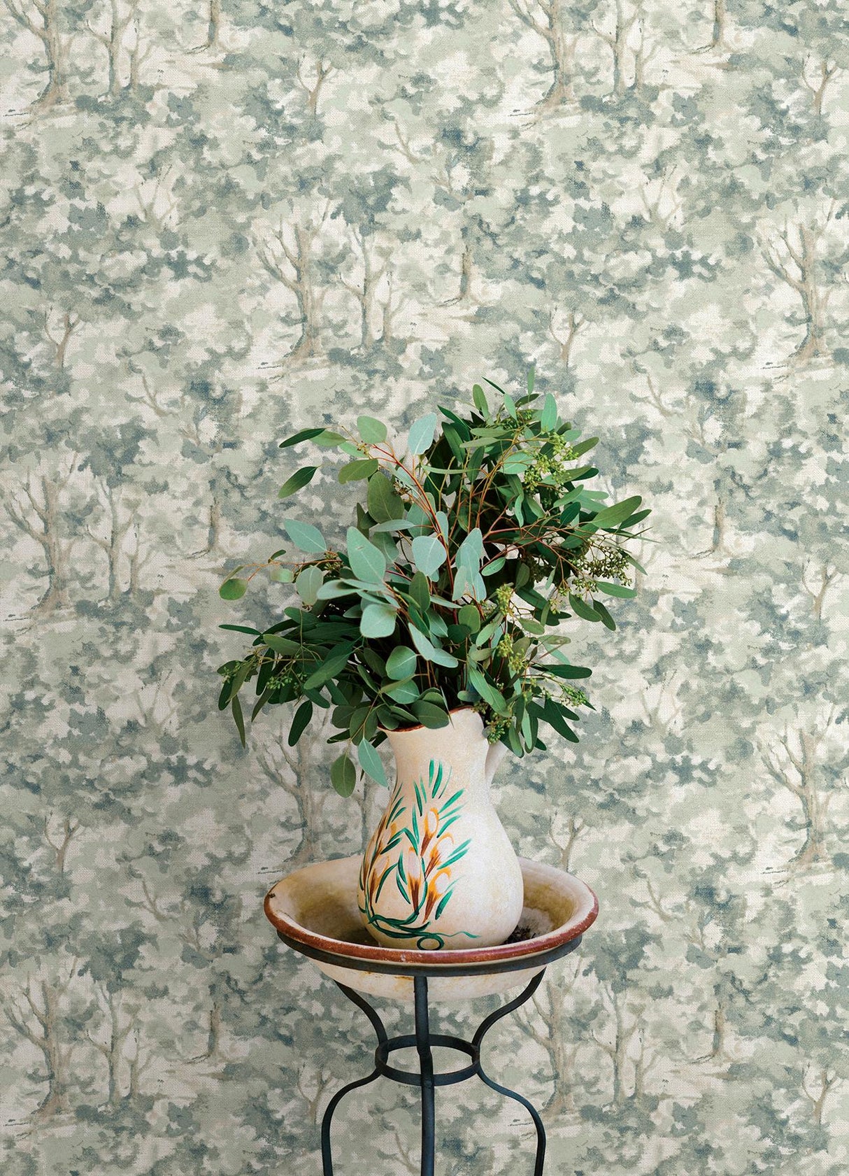 York Thicket Teal Forest Wallpaper