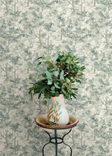 York Thicket Teal Forest Wallpaper