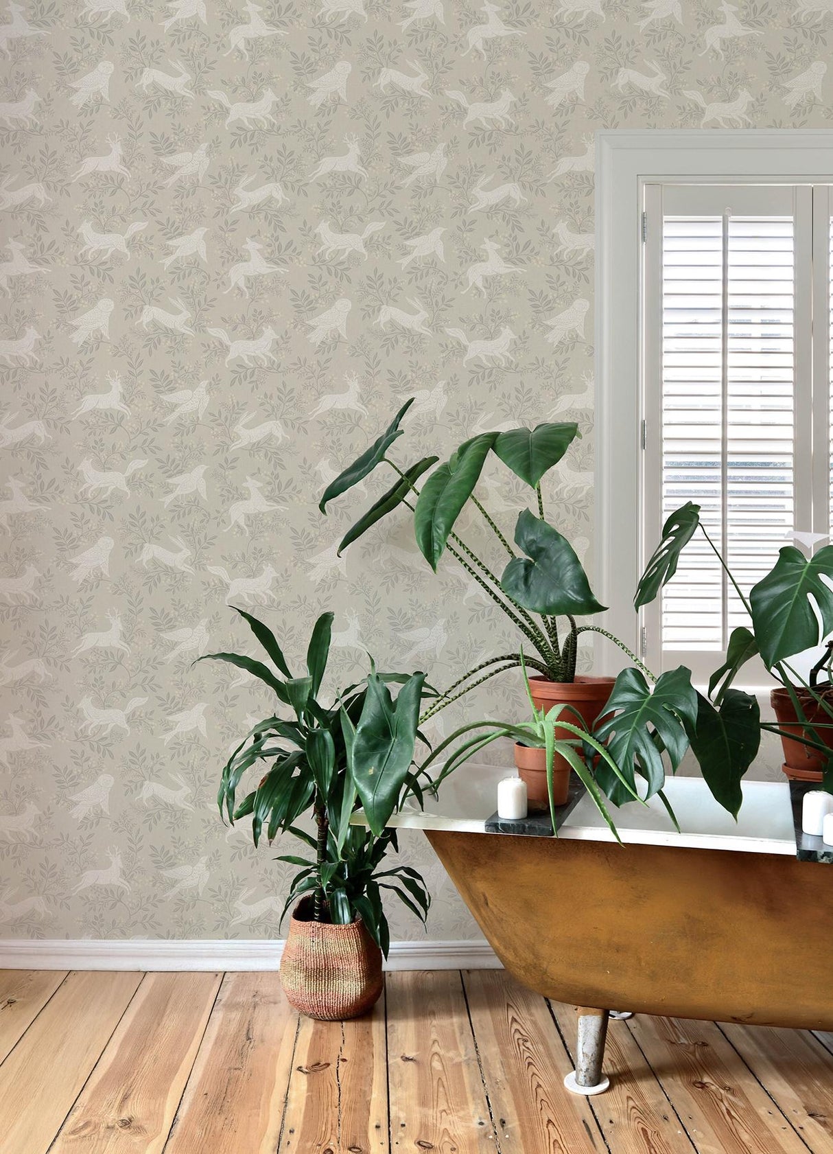 York Revelry Taupe Forest Frolic Wallpaper