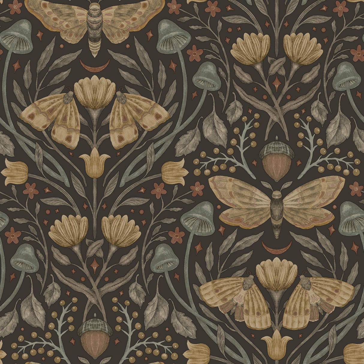 York Mystic Moth Black Forest Magic Wallpaper
