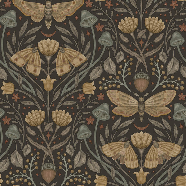York Mystic Moth Black Forest Magic Wallpaper