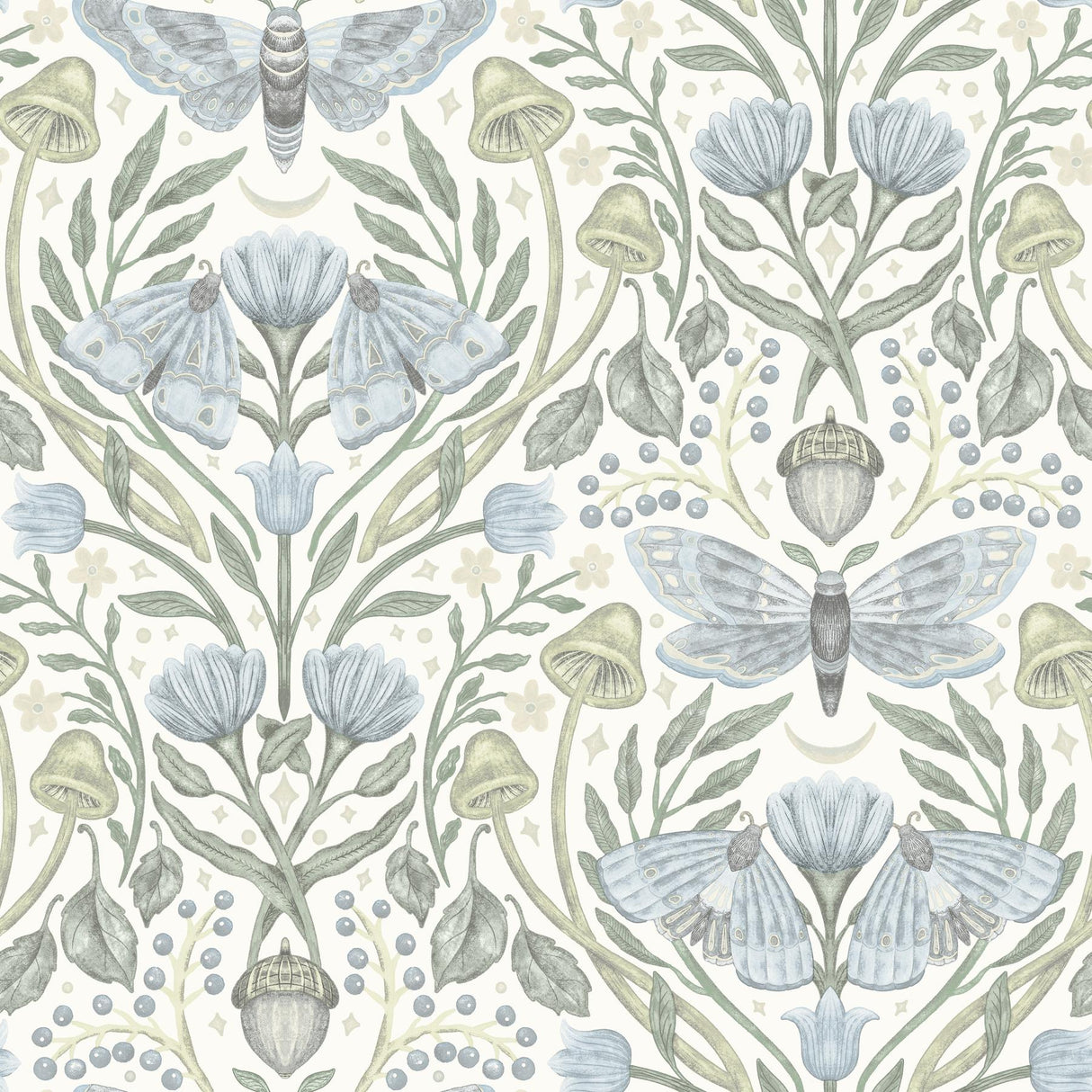 York Mystic Moth Sky Blue Forest Magic Wallpaper