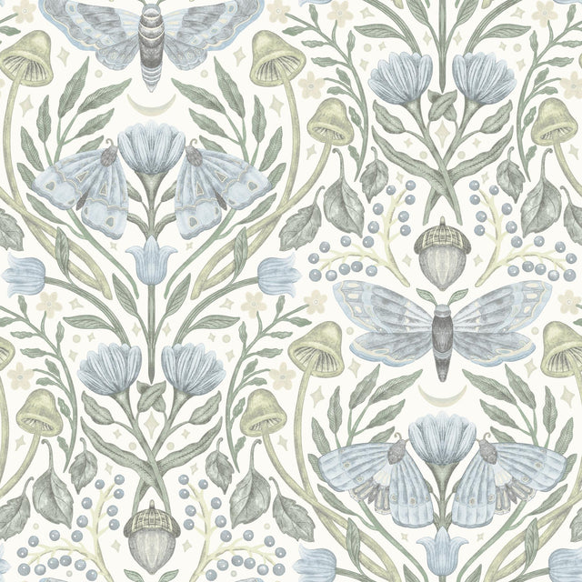 York Mystic Moth Sky Blue Forest Magic Wallpaper
