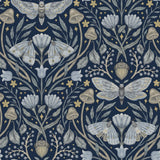 York Mystic Moth Navy Forest Magic Wallpaper