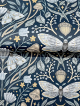 York Mystic Moth Navy Forest Magic Wallpaper