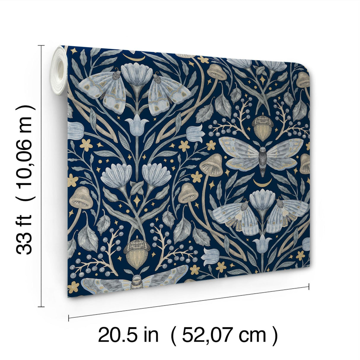 York Mystic Moth Navy Forest Magic Wallpaper