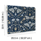 York Mystic Moth Navy Forest Magic Wallpaper