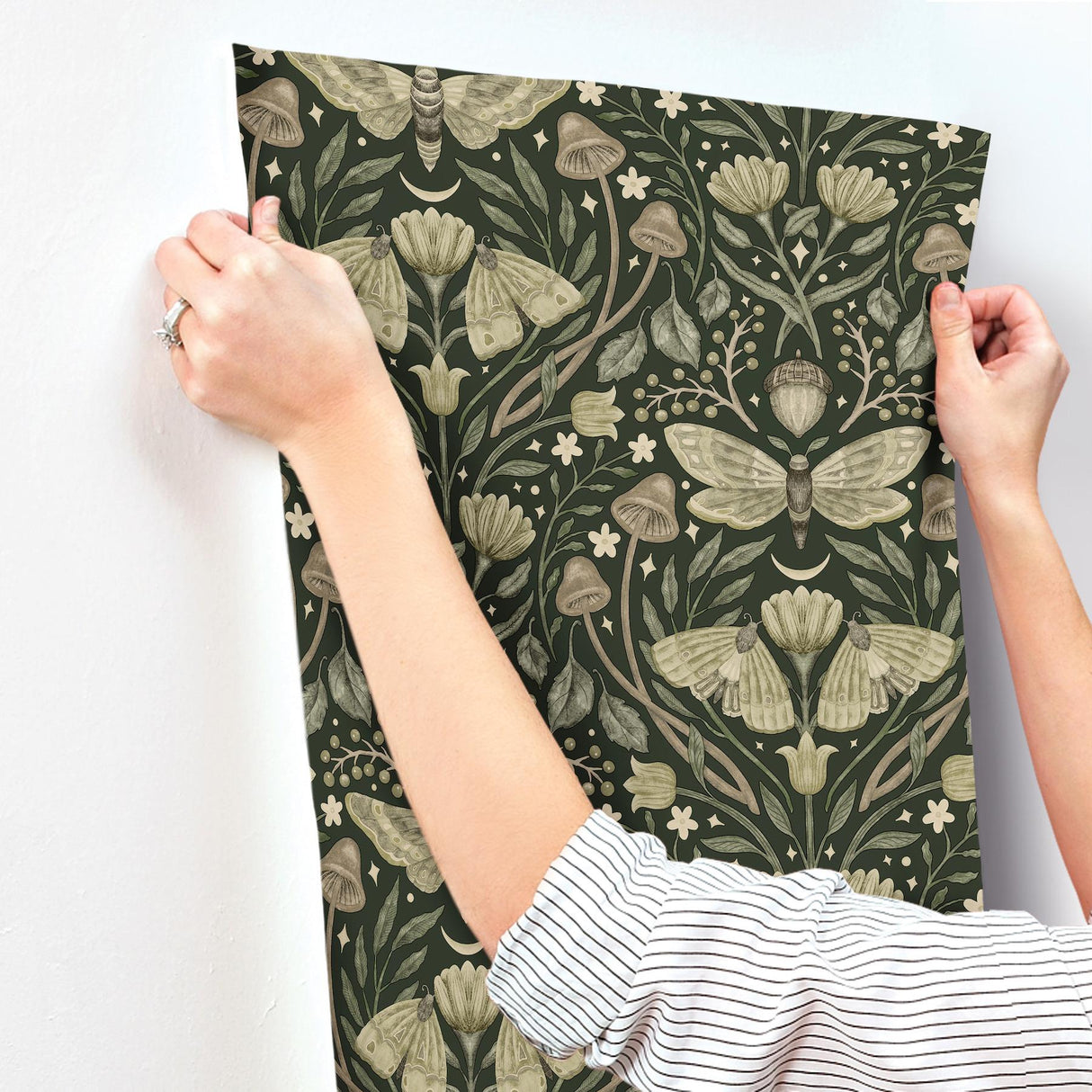 York Mystic Moth Dark Green Forest Magic Wallpaper