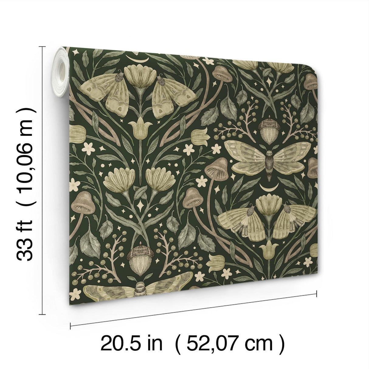 York Mystic Moth Dark Green Forest Magic Wallpaper
