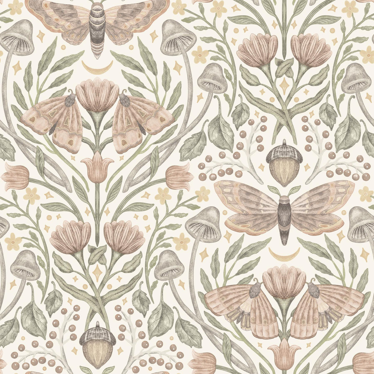 York Mystic Moth Blush Forest Magic Wallpaper