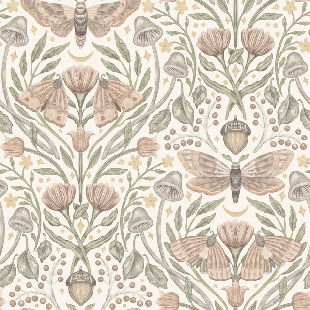 York Mystic Moth Blush Forest Magic Wallpaper