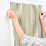 York Calvados Moss Linen Stripe Wallpaper