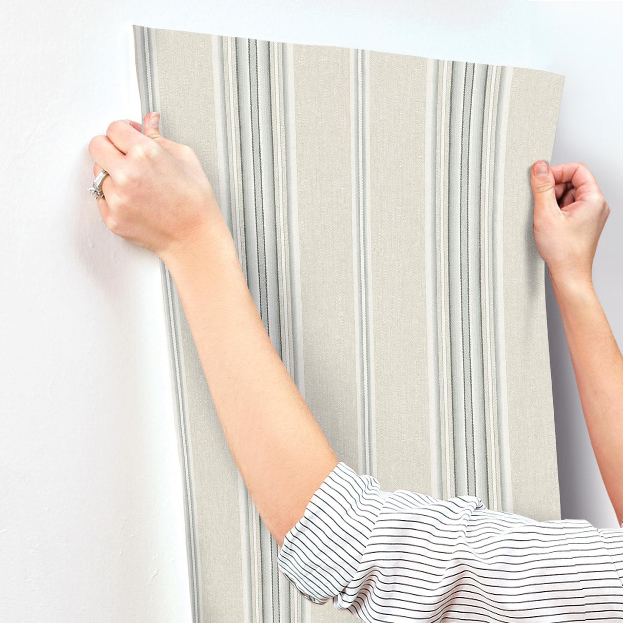 York Calvados Turquoise Linen Stripe Wallpaper