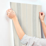 York Calvados Turquoise Linen Stripe Wallpaper