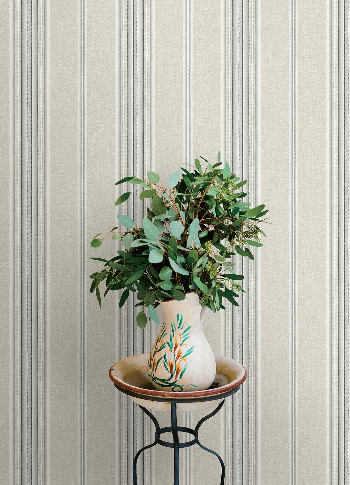 York Calvados Turquoise Linen Stripe Wallpaper