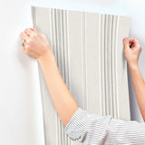 York Calvados Grey Linen Stripe Wallpaper