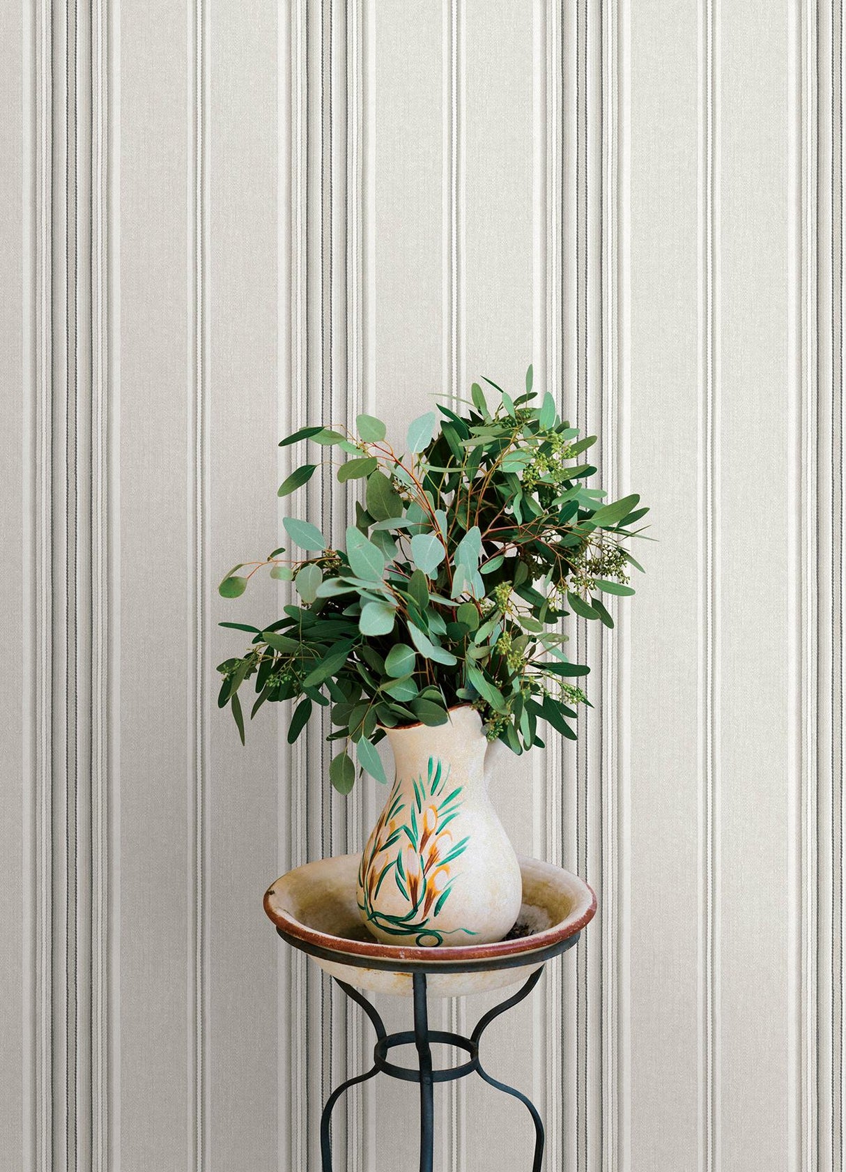 York Calvados Grey Linen Stripe Wallpaper