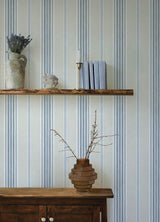 York Calvados Blue Linen Stripe Wallpaper