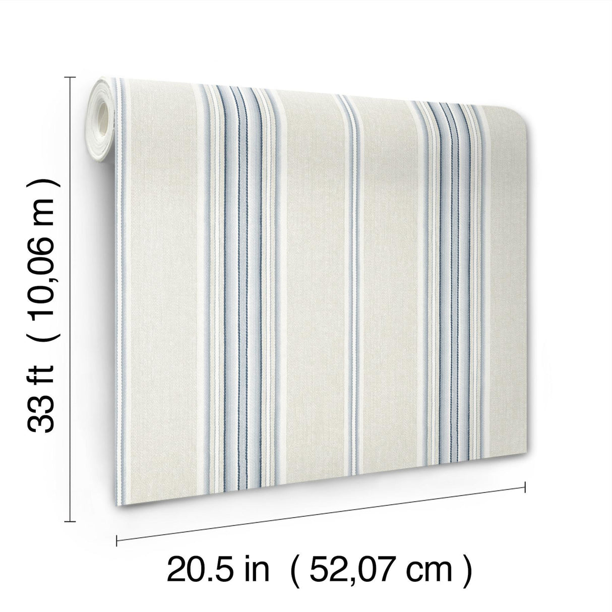 York Calvados Blue Linen Stripe Wallpaper