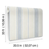 York Calvados Blue Linen Stripe Wallpaper