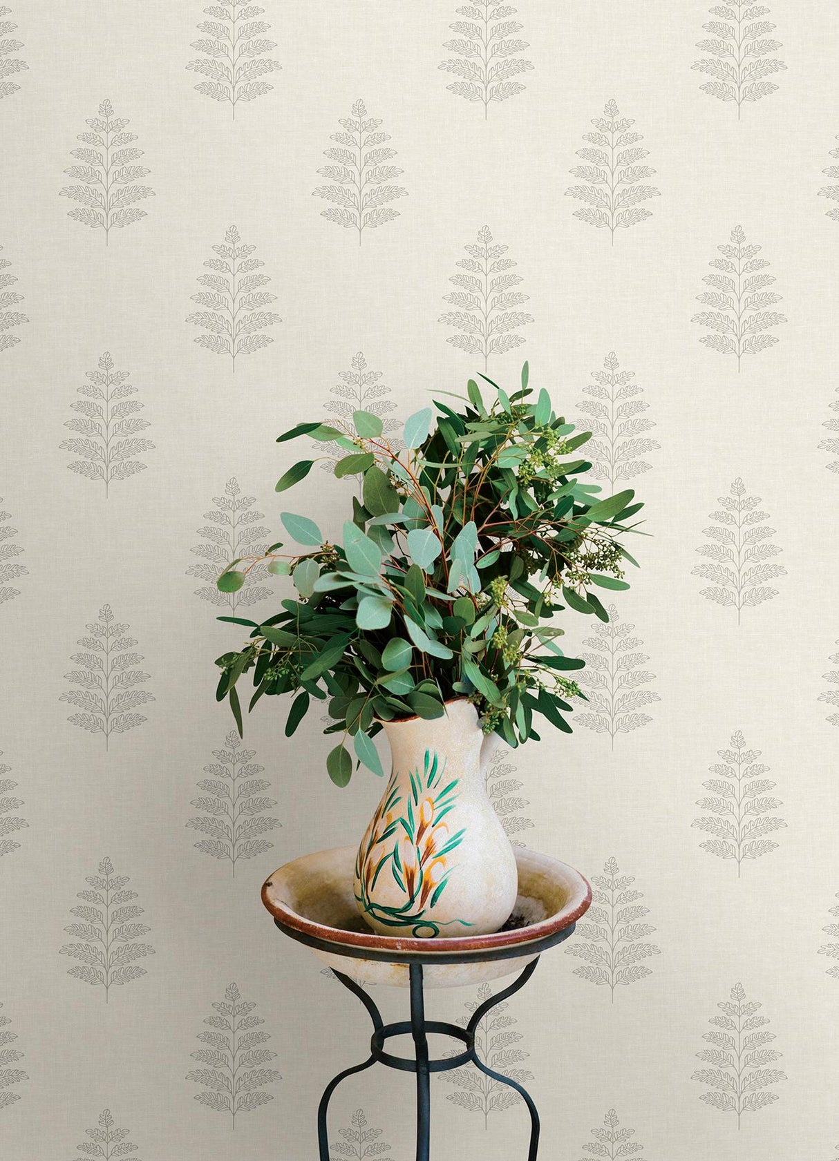 York Frond Cream Leaf Wallpaper