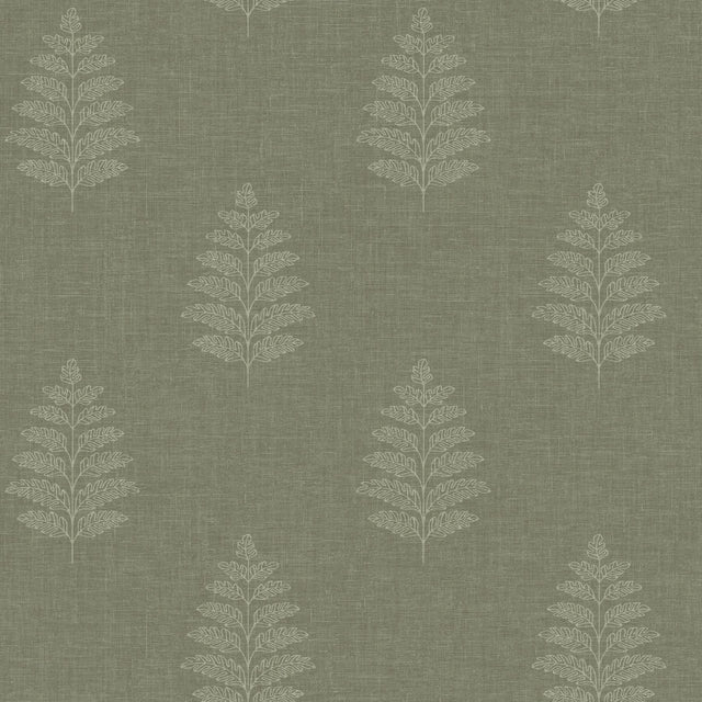 York Frond Dark Green Leaf Wallpaper