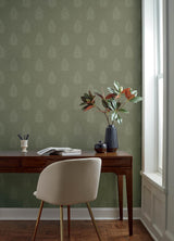 York Frond Dark Green Leaf Wallpaper