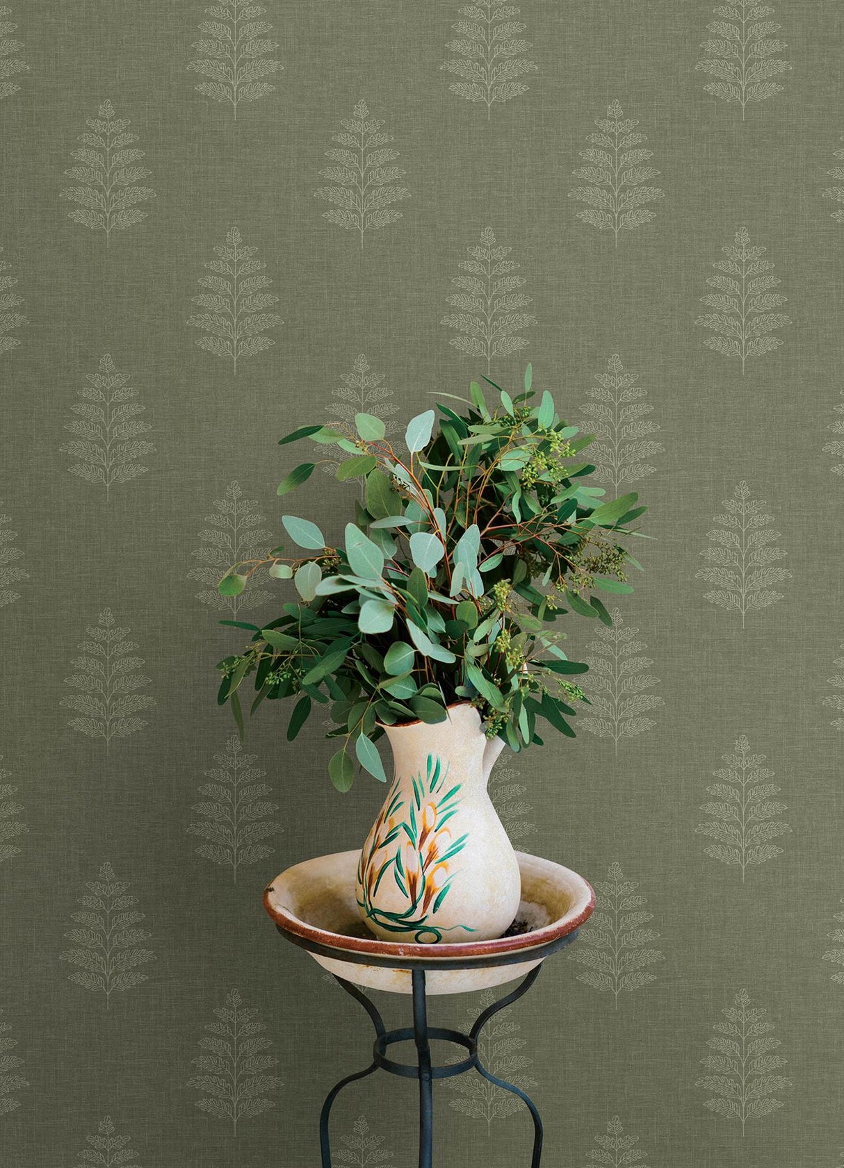 York Frond Dark Green Leaf Wallpaper