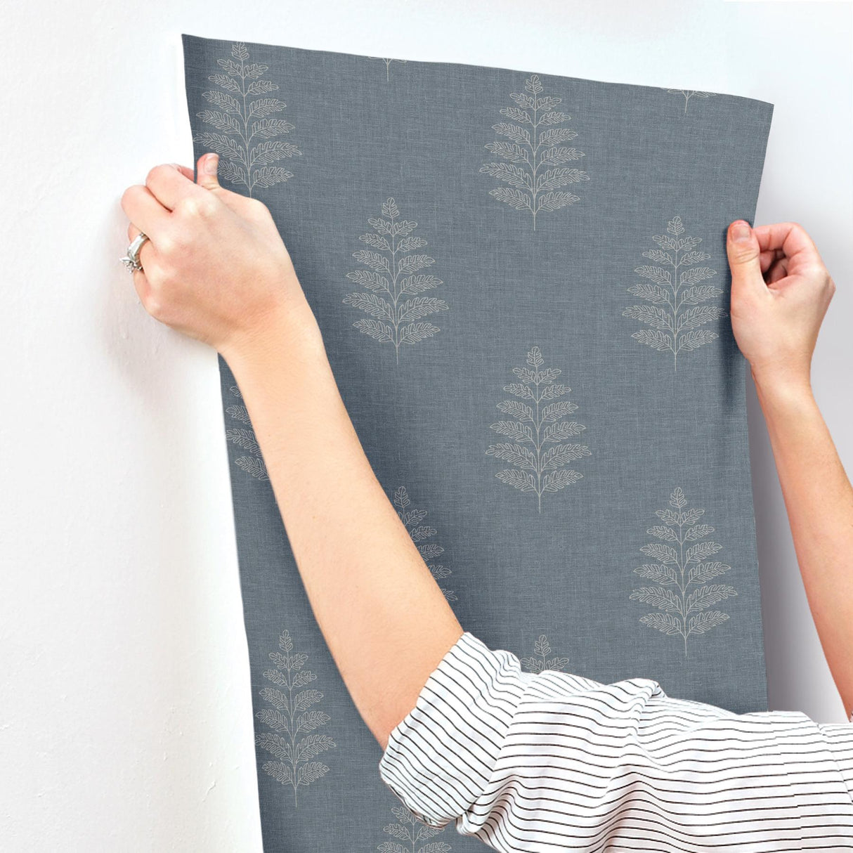 York Frond Denim Leaf Wallpaper