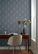 York Frond Denim Leaf Wallpaper