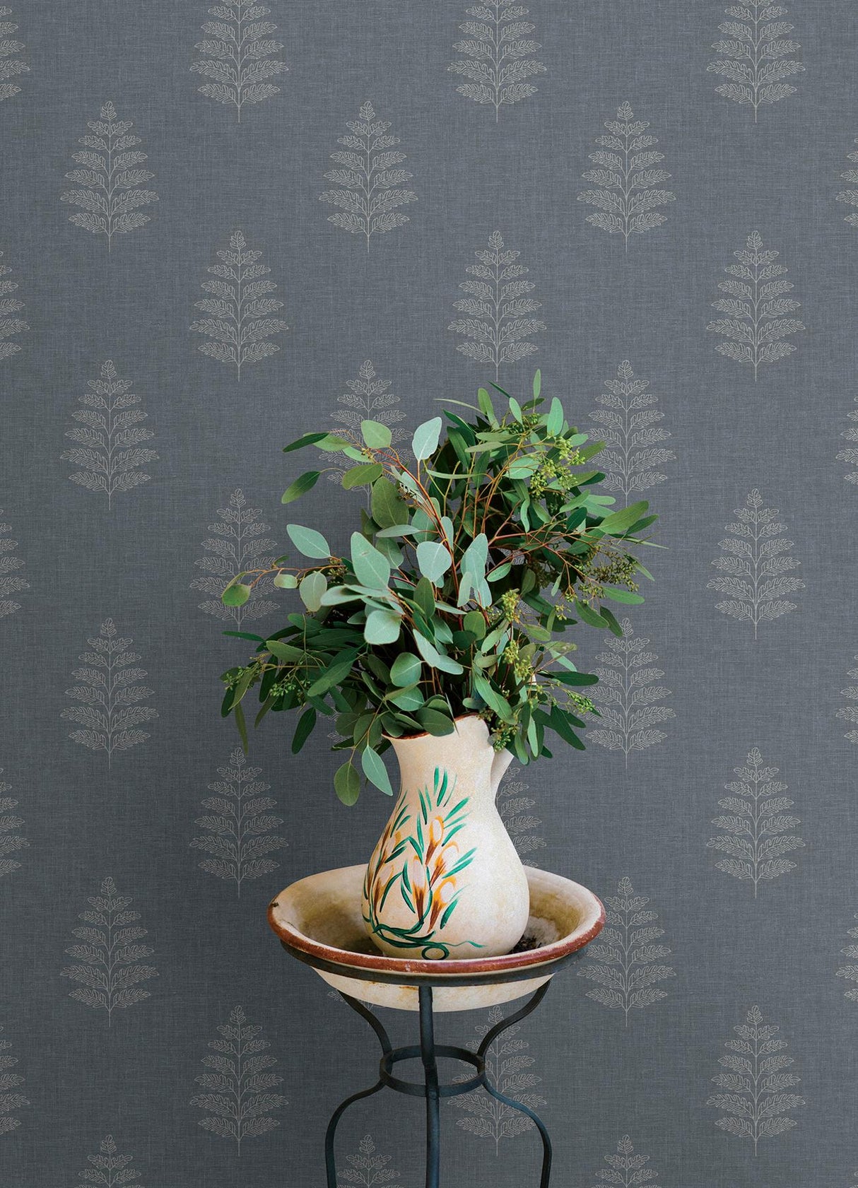 York Frond Denim Leaf Wallpaper