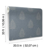 York Frond Denim Leaf Wallpaper