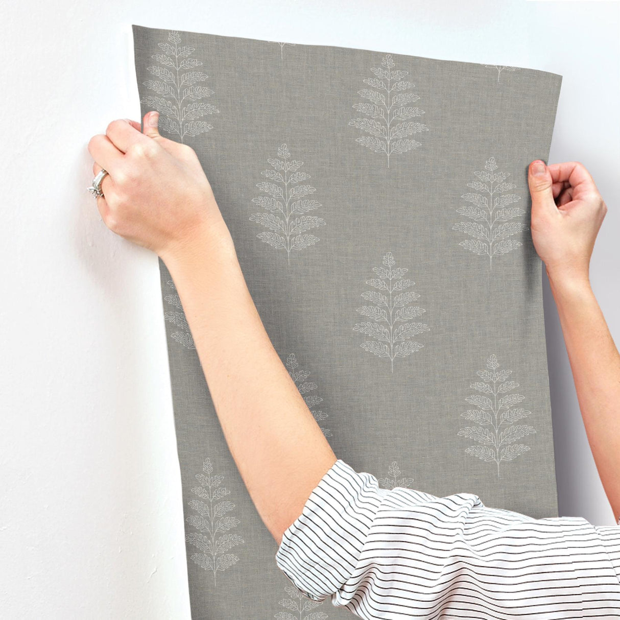 York Frond Charcoal Leaf Wallpaper