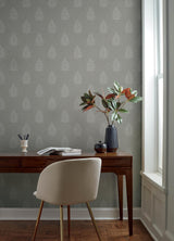 York Frond Charcoal Leaf Wallpaper
