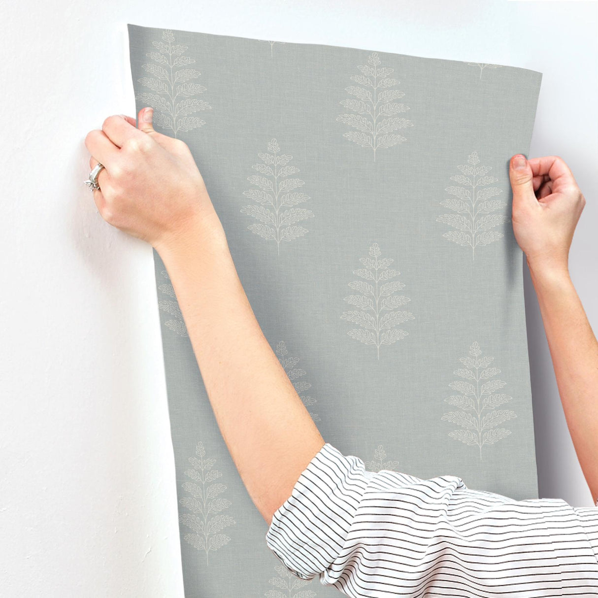 York Frond Light Blue Leaf Wallpaper