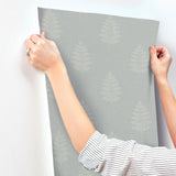 York Frond Light Blue Leaf Wallpaper
