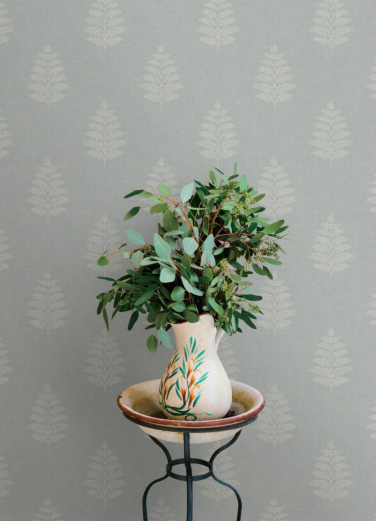 York Frond Light Blue Leaf Wallpaper