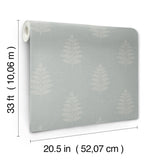 York Frond Light Blue Leaf Wallpaper