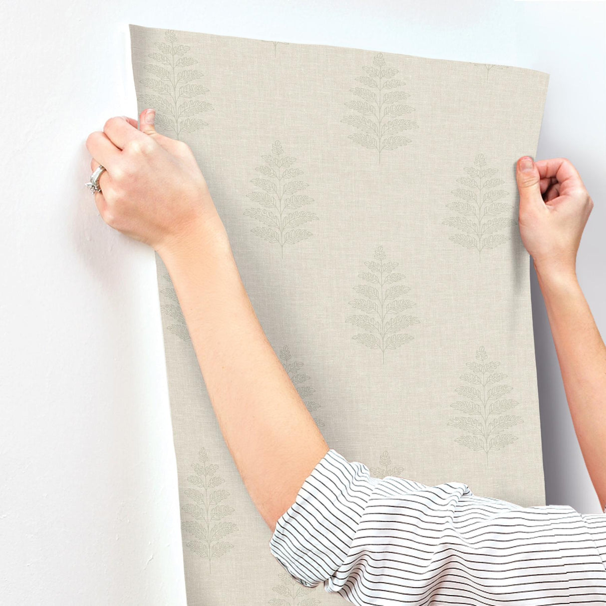 York Frond Beige Leaf Wallpaper