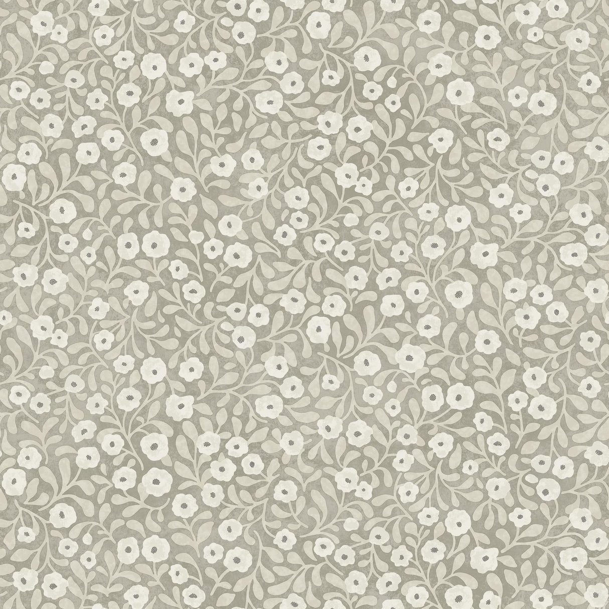 York Poppy Trail Grey Floral Wallpaper