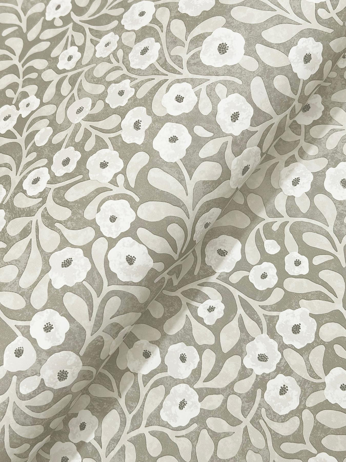 York Poppy Trail Grey Floral Wallpaper