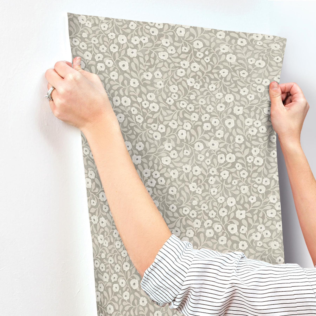 York Poppy Trail Grey Floral Wallpaper