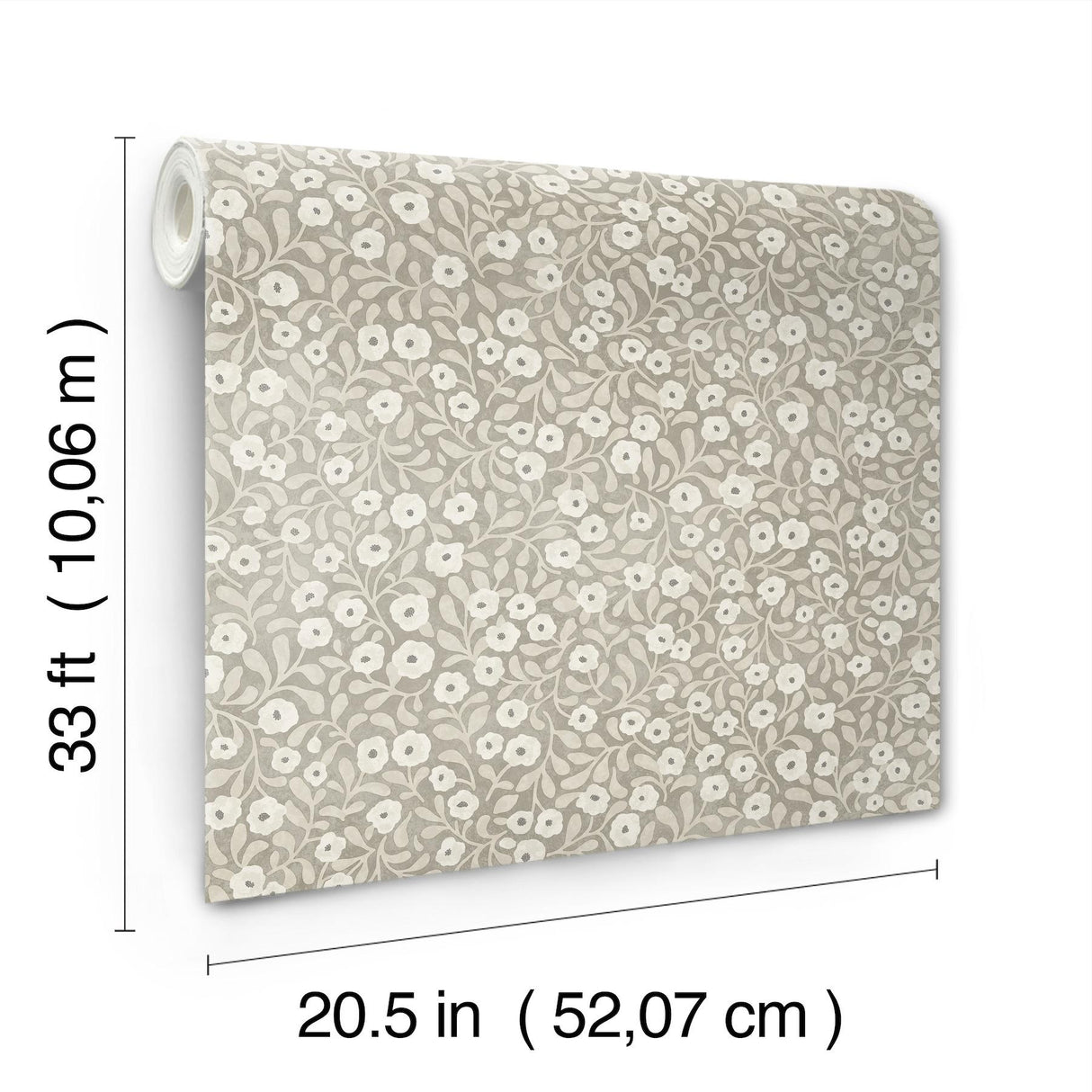 York Poppy Trail Grey Floral Wallpaper
