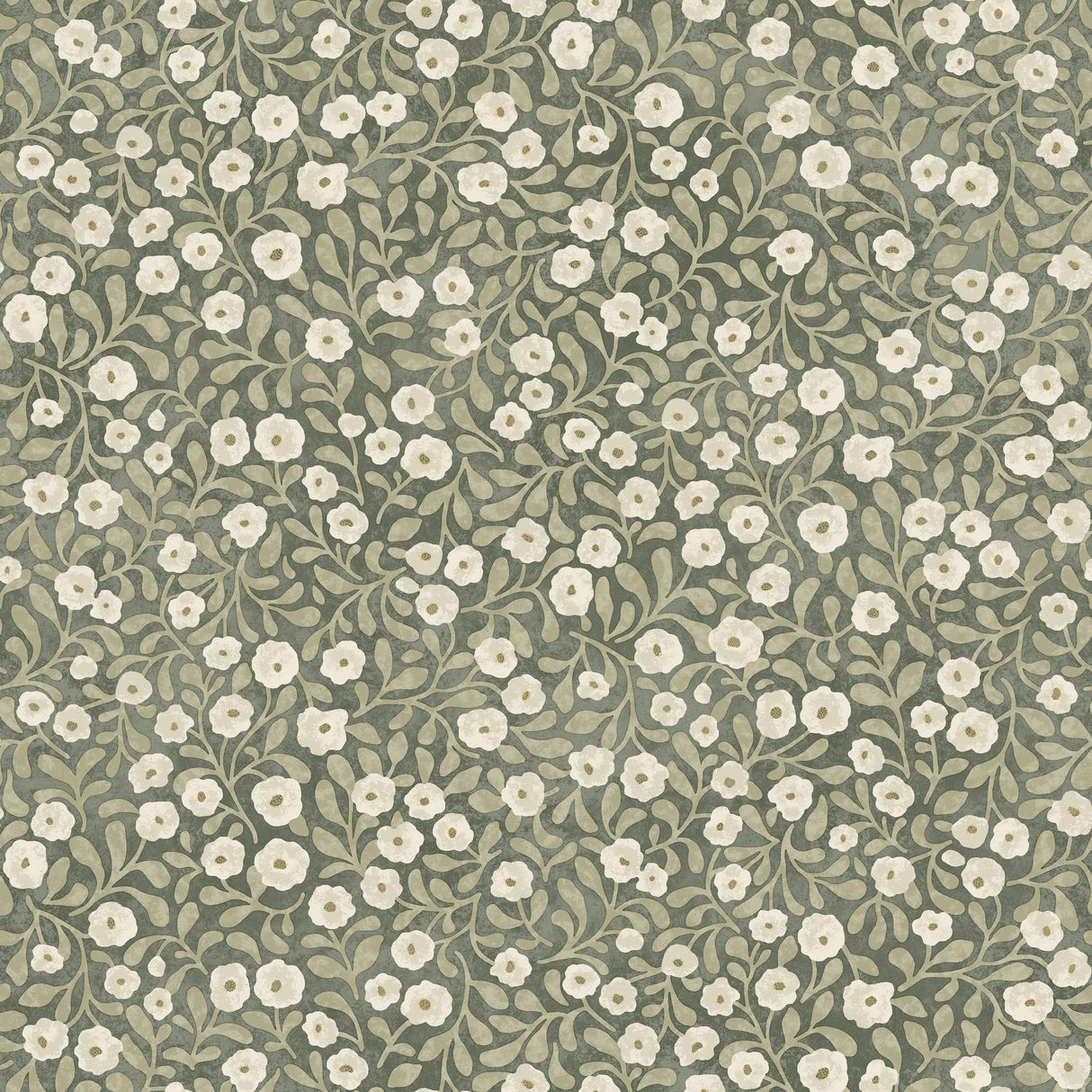 York Poppy Trail Green Floral Wallpaper