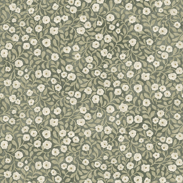 York Poppy Trail Green Floral Wallpaper
