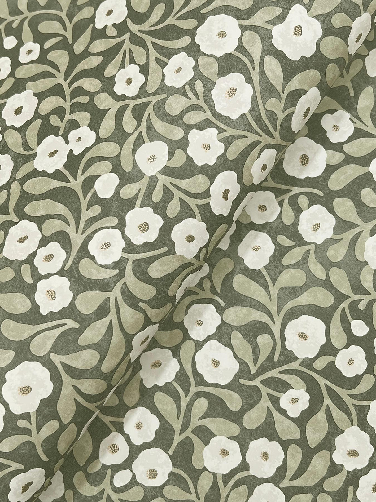 York Poppy Trail Green Floral Wallpaper