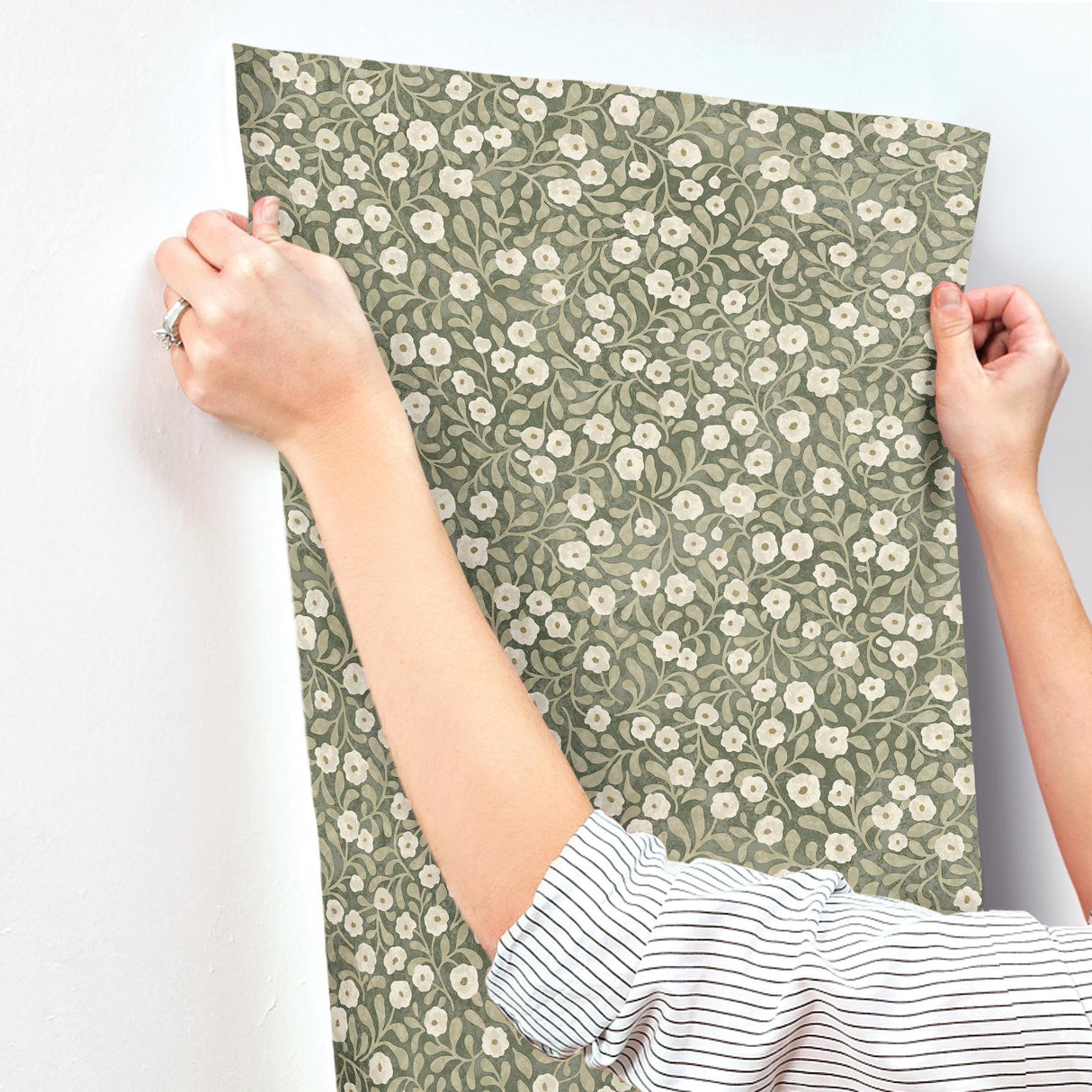 York Poppy Trail Green Floral Wallpaper